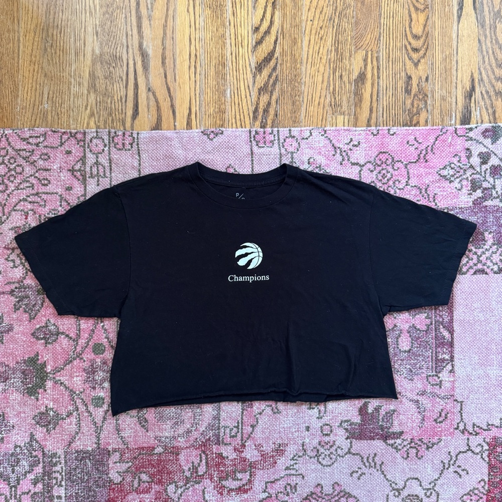 Peace Collective Raptors Champions Black Graphic Crop Top - Size M - Picture 2 of 6